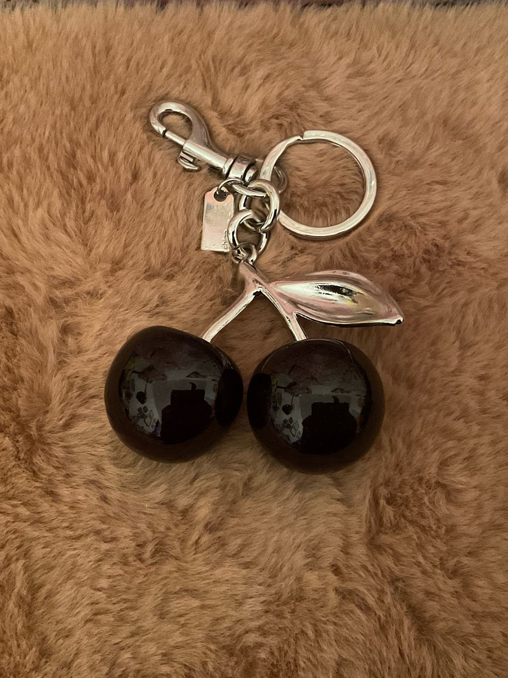NWOT Keychain / Bag Charm features-Black Cherry